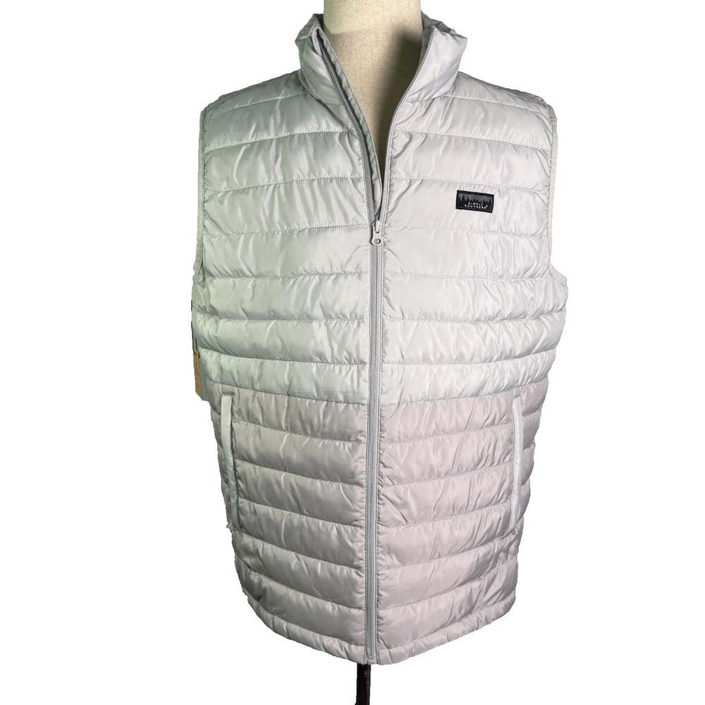 Simply Southern NWT Mens XL Puffy Vest Gray Silver Quilted Zip Puffer Jacket